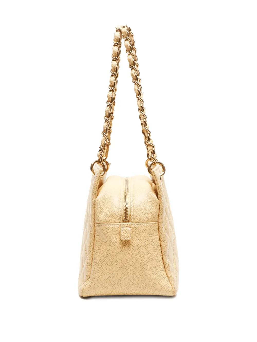 Pre-owned Chanel 2002-2003 Caviar Leather Shoulder Bag In Neutral