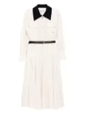 Self-Portrait twill contrast collar midi dress - Neutrals