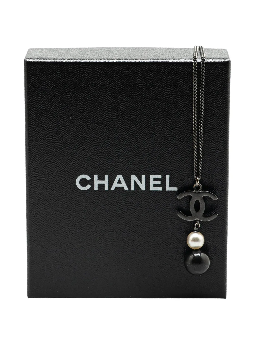 Pre-owned Chanel 2014 Silver Cc Faux Pearl Pendant Necklace Costume Necklace