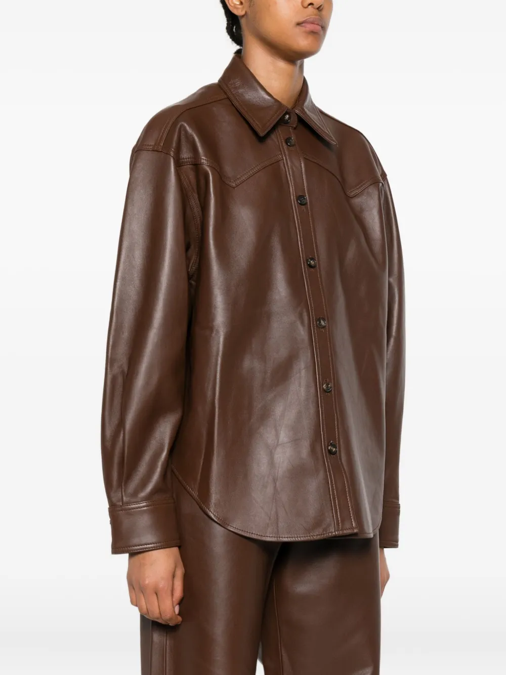 Haikure leather shirt jacket Bruin