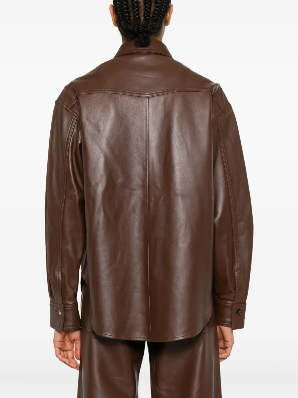 Haikure leather shirt jacket Bruin