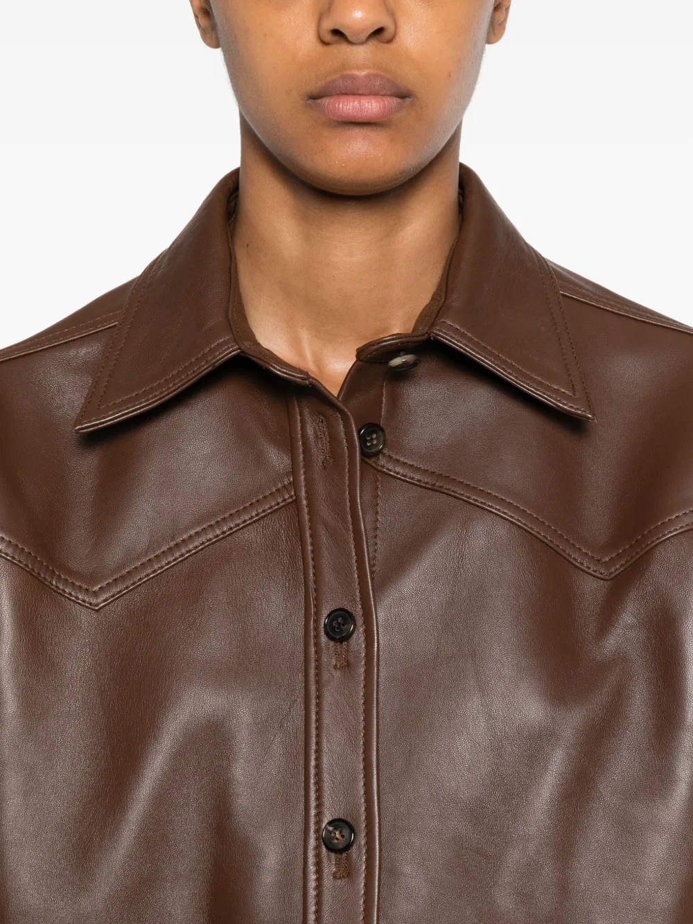 Haikure leather shirt jacket Bruin