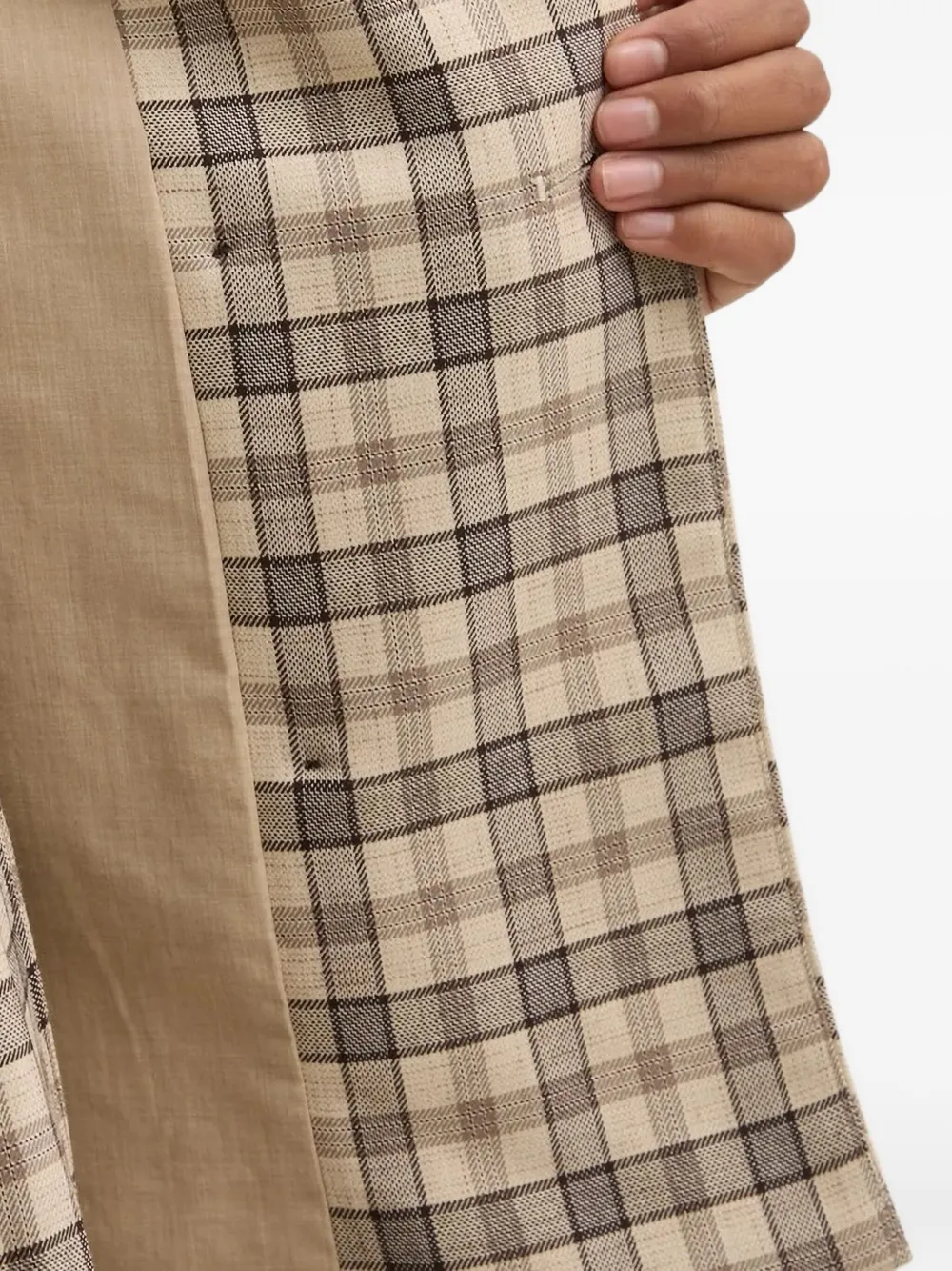 Hoss Intropia Checked Double-breasted Blazer In Neutral