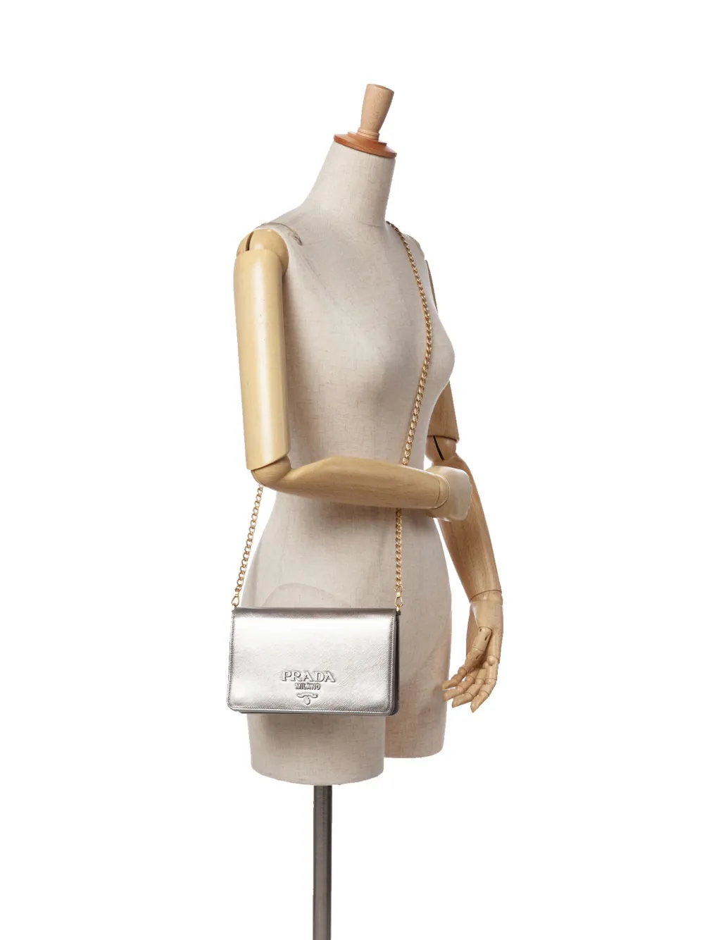 Prada Pre-Owned 2000-2024 Metallic Saffiano Lux Wallet on Chain crossbody bag | Pre-Owned | Image 2