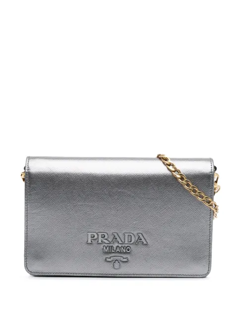 Prada Pre-Owned bolsa crossbody Lux Wallet on Chain en Saffiano metalizada 2000-2024