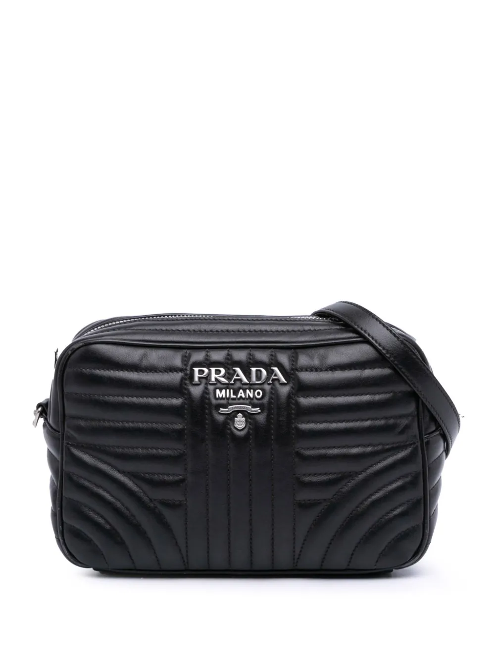 Prada Pre-Owned 2000-2024 Soft Calfskin Diagramme Camera Bag crossbody bag | Black | Image 1