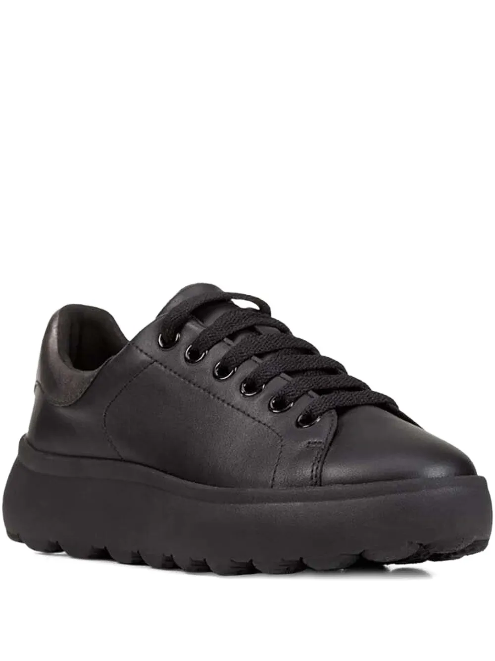Geox Leather Platform Sneakers In Black