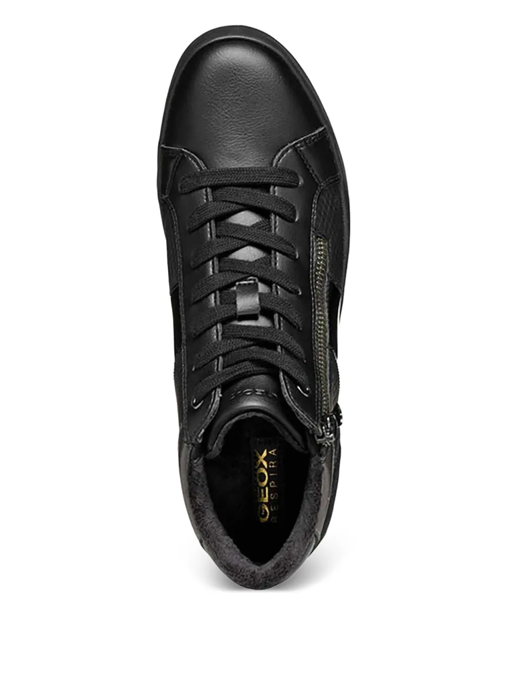 Geox zip-fastening leather sneakers Black