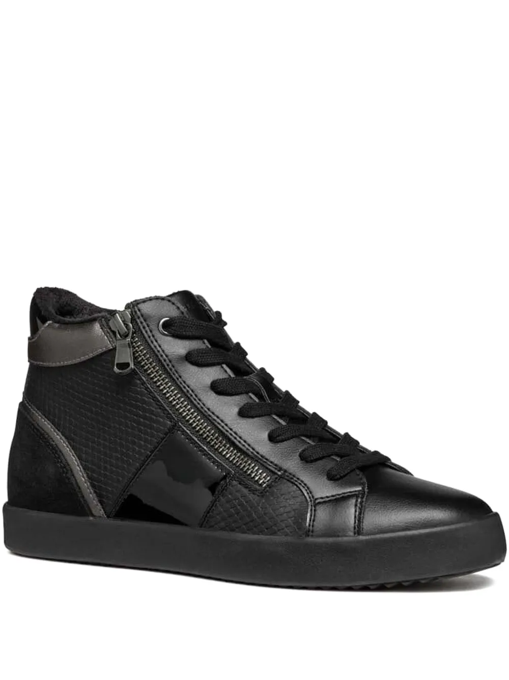 Geox zip-fastening leather sneakers Black
