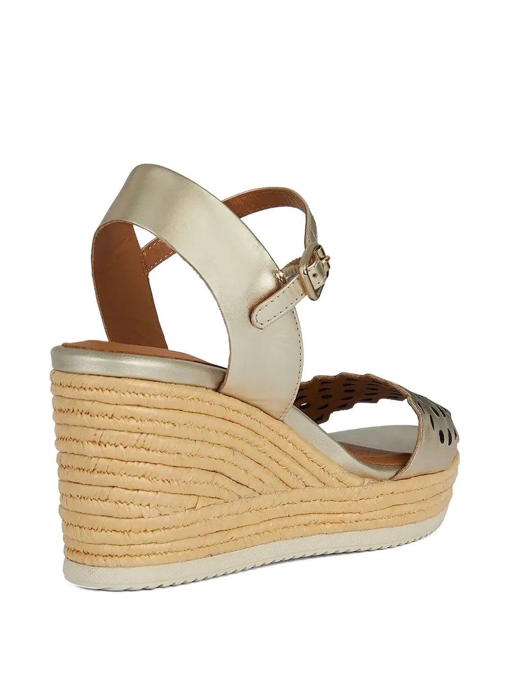 Geox 75 mm Ponza sandalen met enkelbandje uitgesneden details en sleehak Goud