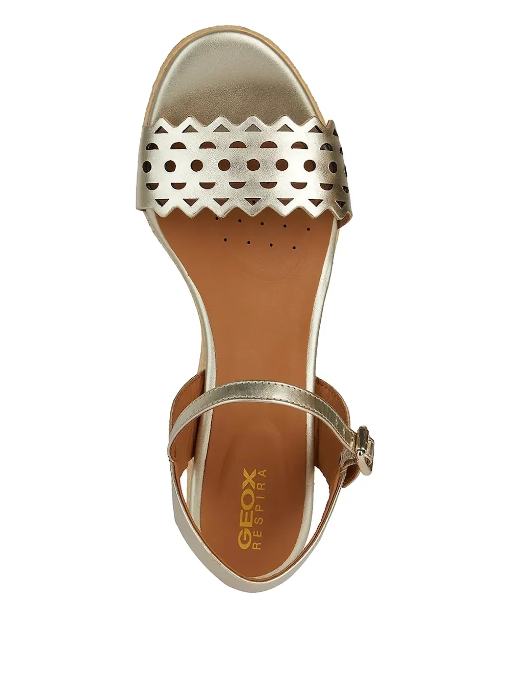 Geox 75 mm Ponza sandalen met enkelbandje uitgesneden details en sleehak Goud