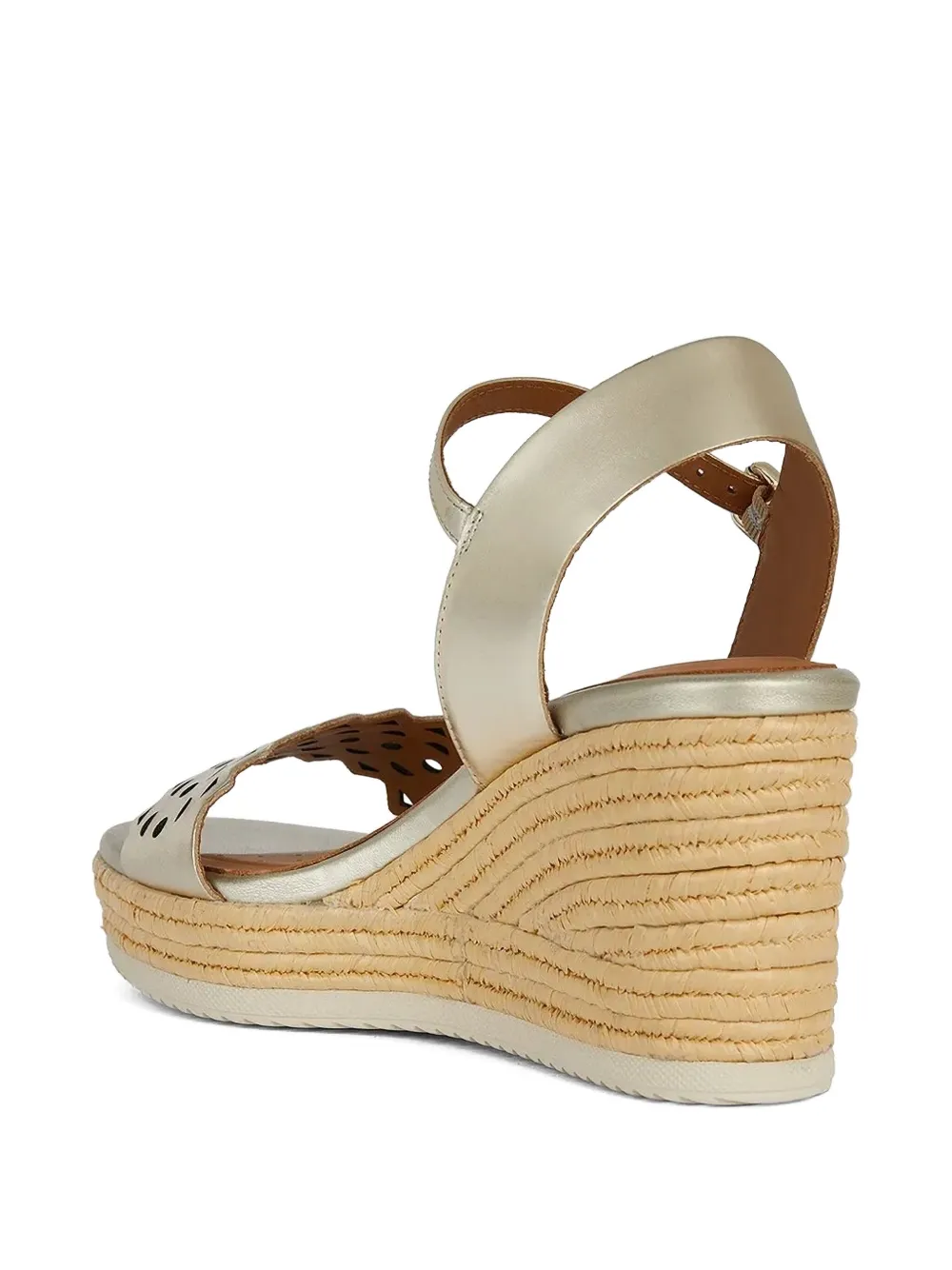 Geox 75 mm Ponza sandalen met enkelbandje uitgesneden details en sleehak Goud