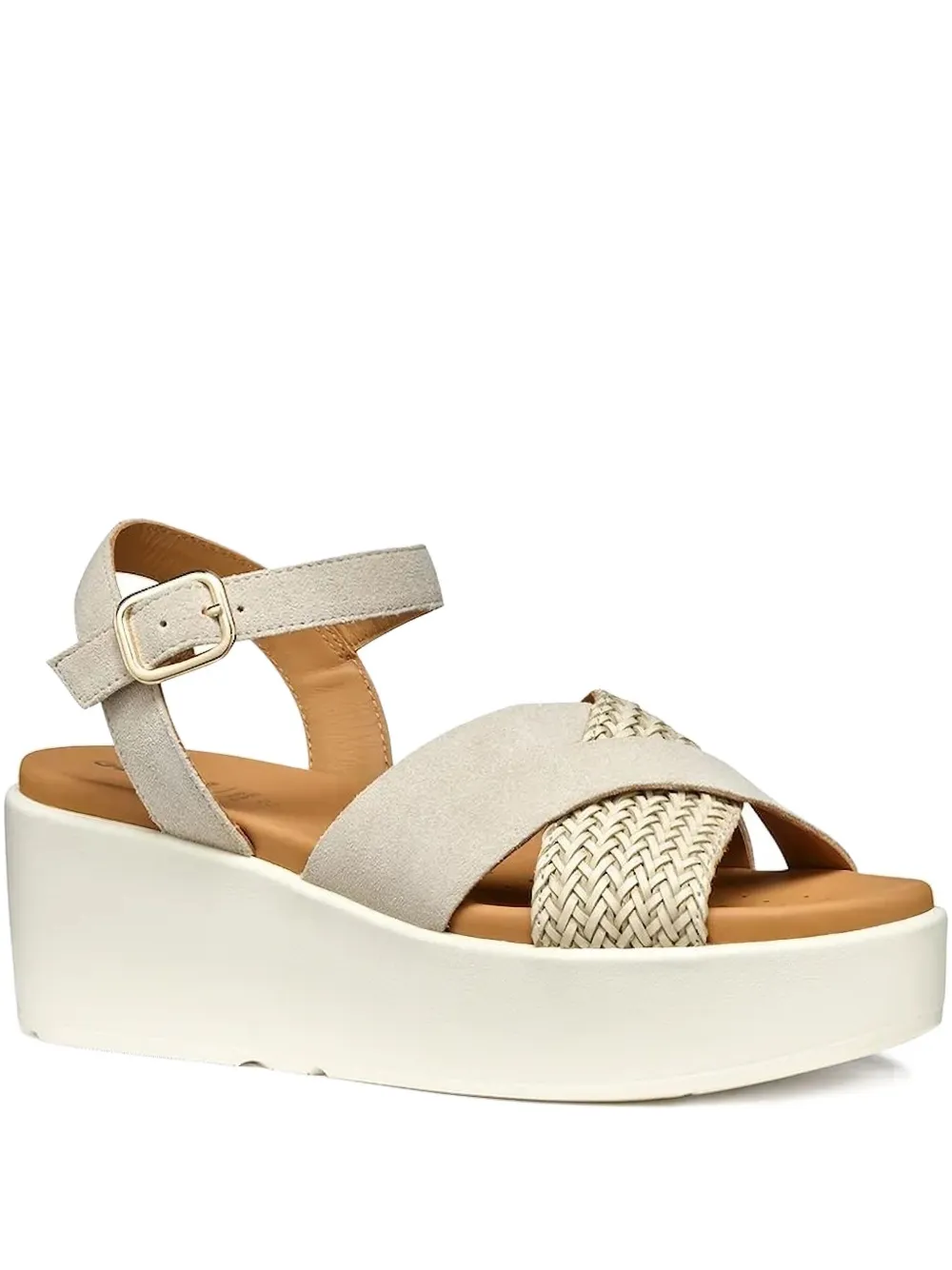 Geox 60mm woven cross-strap platform sandals Neutrals