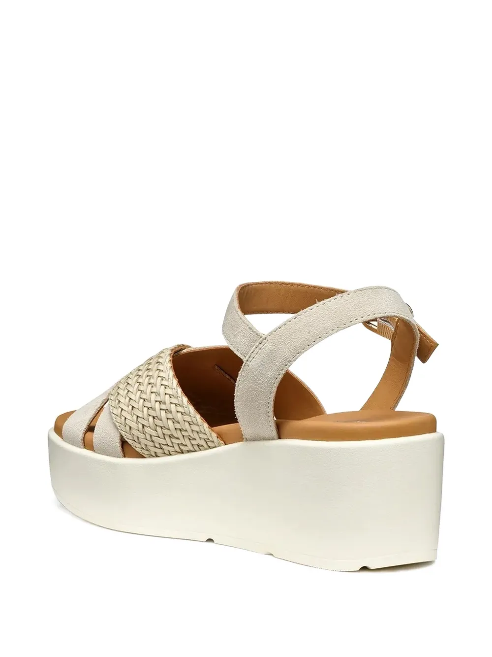 Geox 60mm Woven Cross-strap Platform Sandals In Neutral