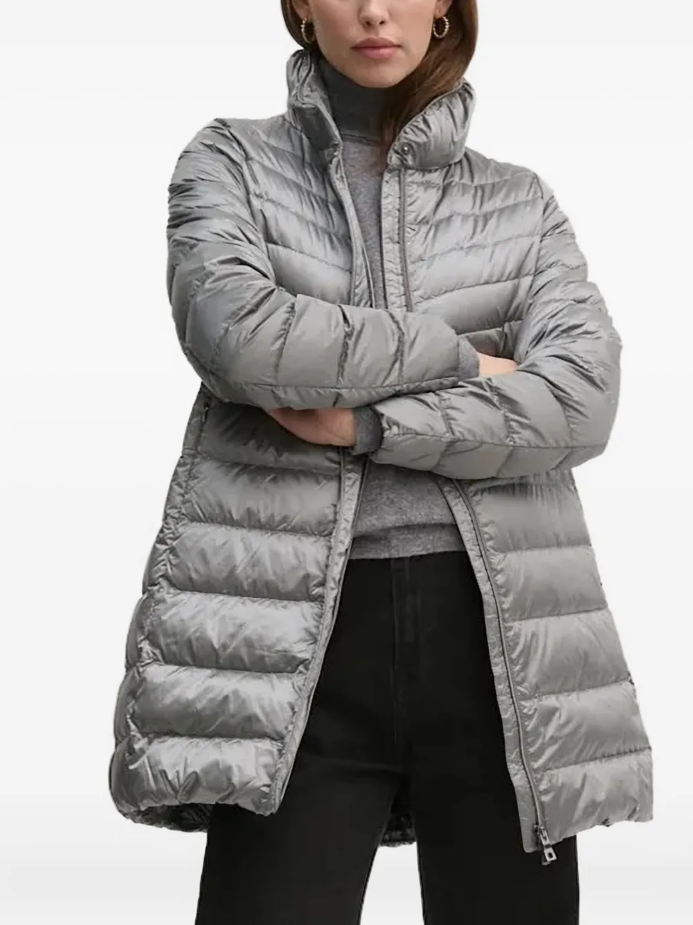Geox Jaysen Quilted High-neck Jacket In Gray