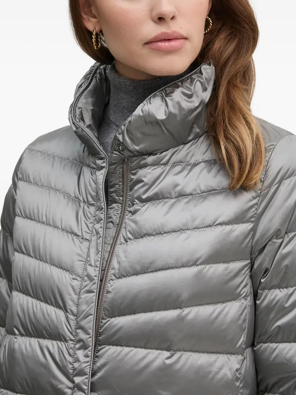 Geox Jaysen Quilted High-neck Jacket In Gray