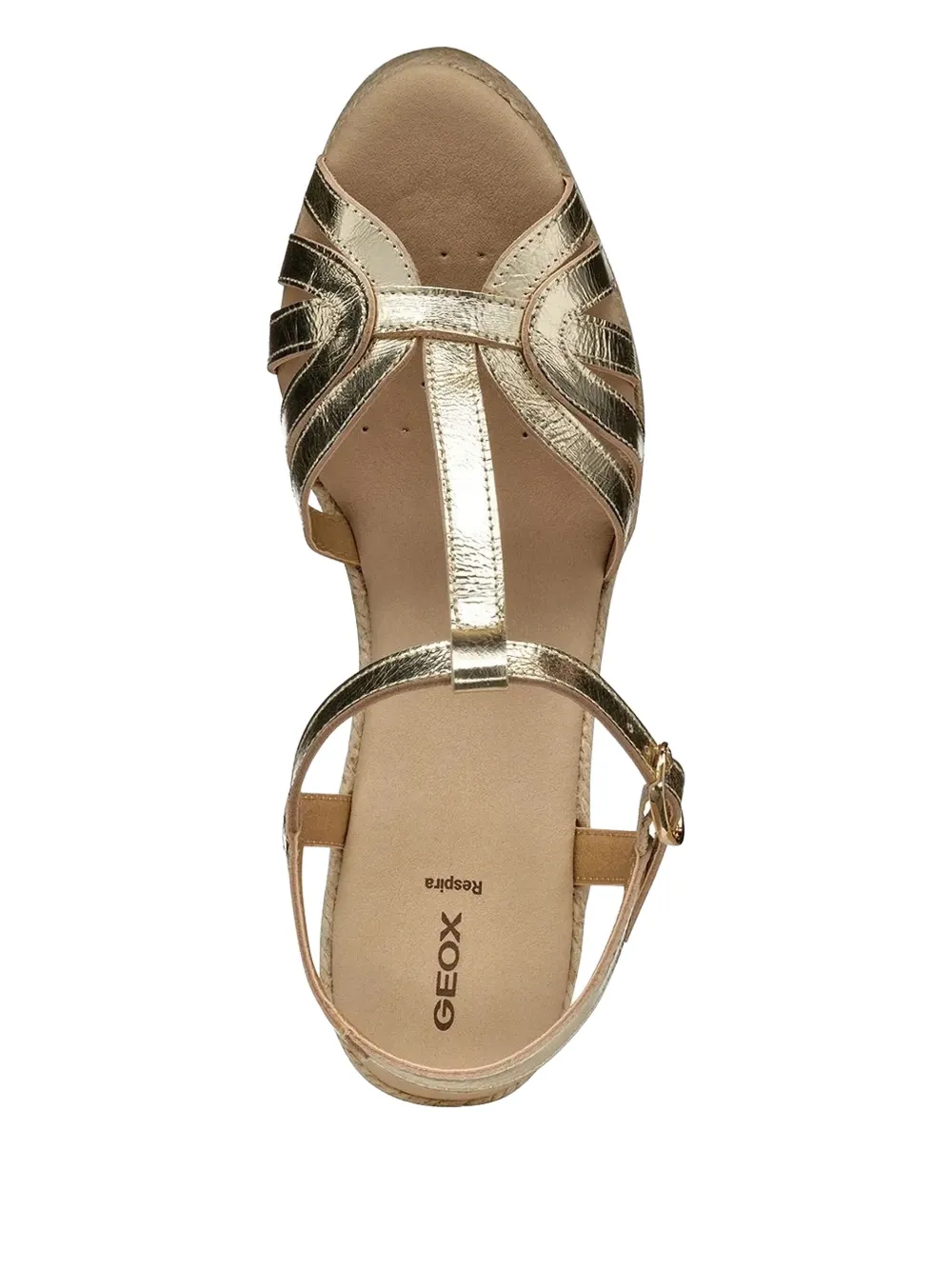 Geox 95mm Gelsa T-strap wedge espadrilles Gold