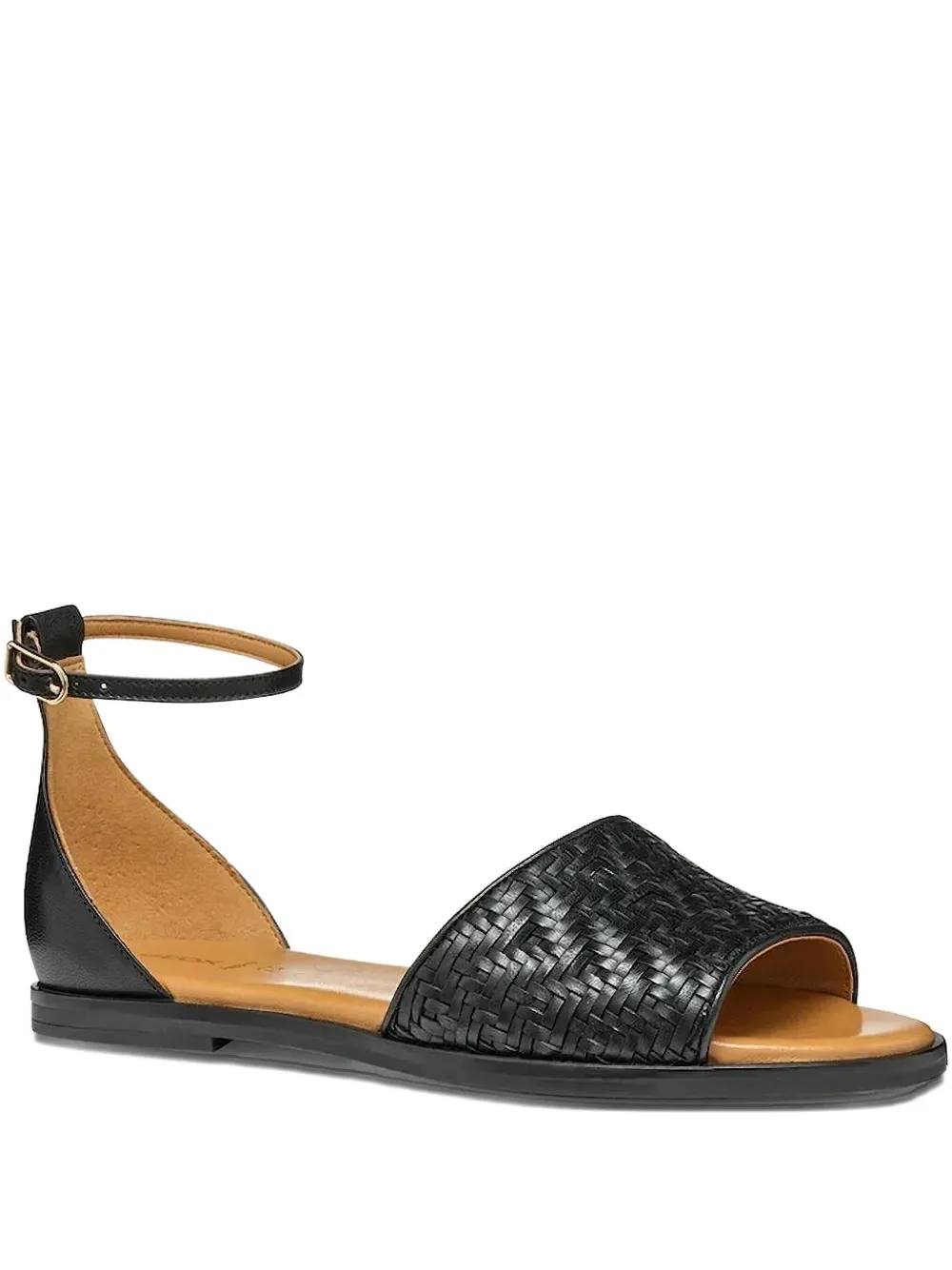 Geox Naileen woven ankle-strap flat sandals Black
