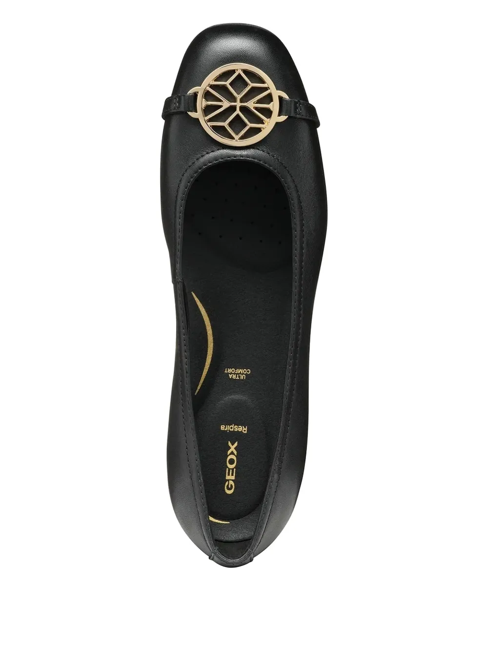 Geox annytah leather circular-detail ballet flats Black