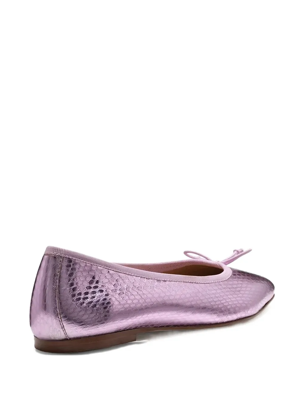 Geox Metallic-effect Snakeskin-embossed Leather Ballet Flats In Purple