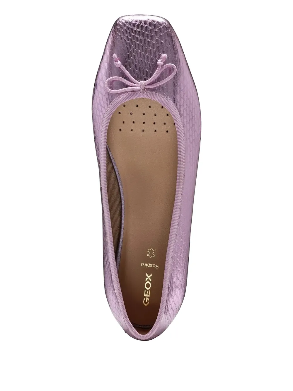 Geox Metallic-effect Snakeskin-embossed Leather Ballet Flats In Purple