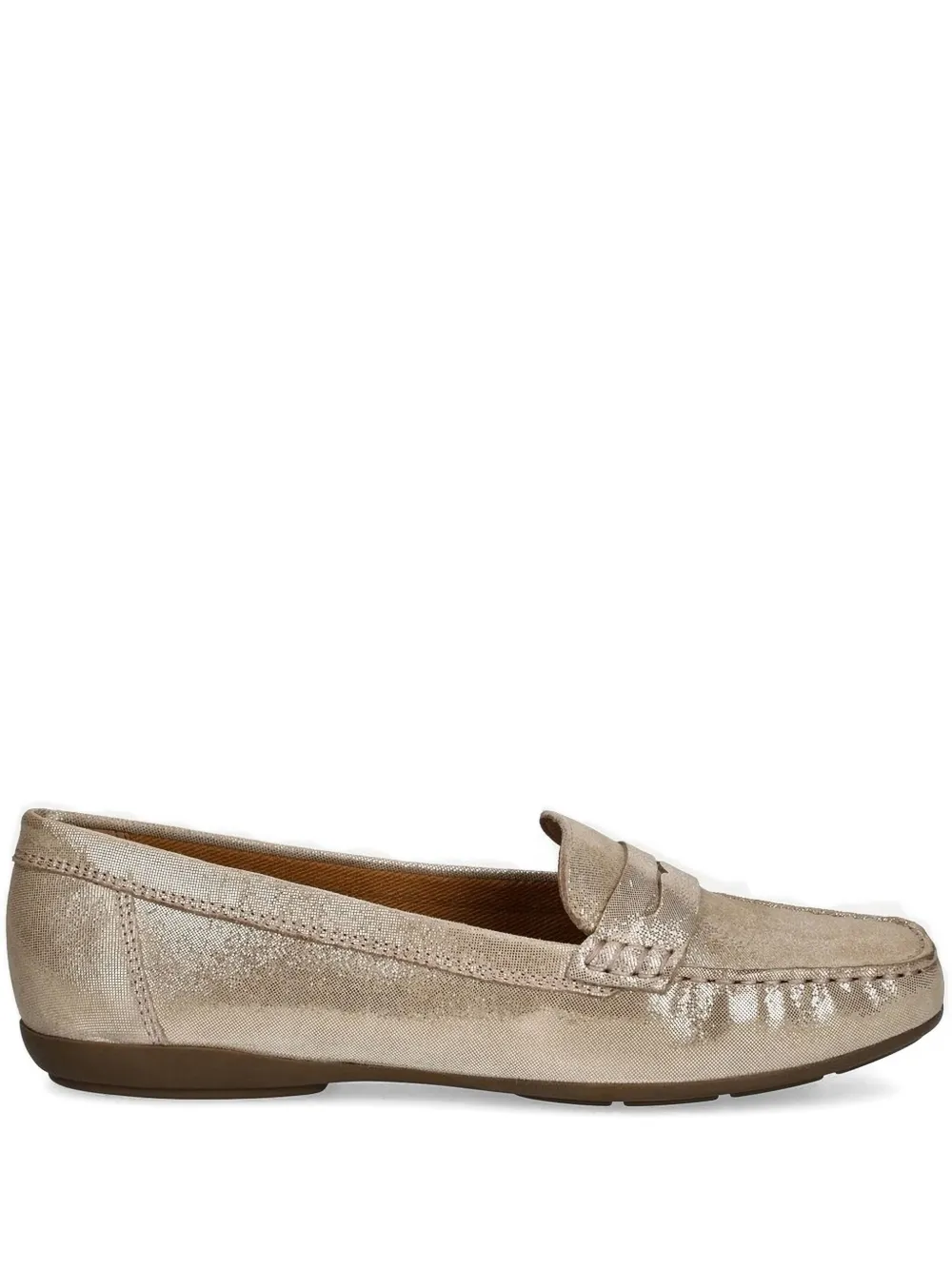 Geox metallic-effect penny-strap loafers Neutrals