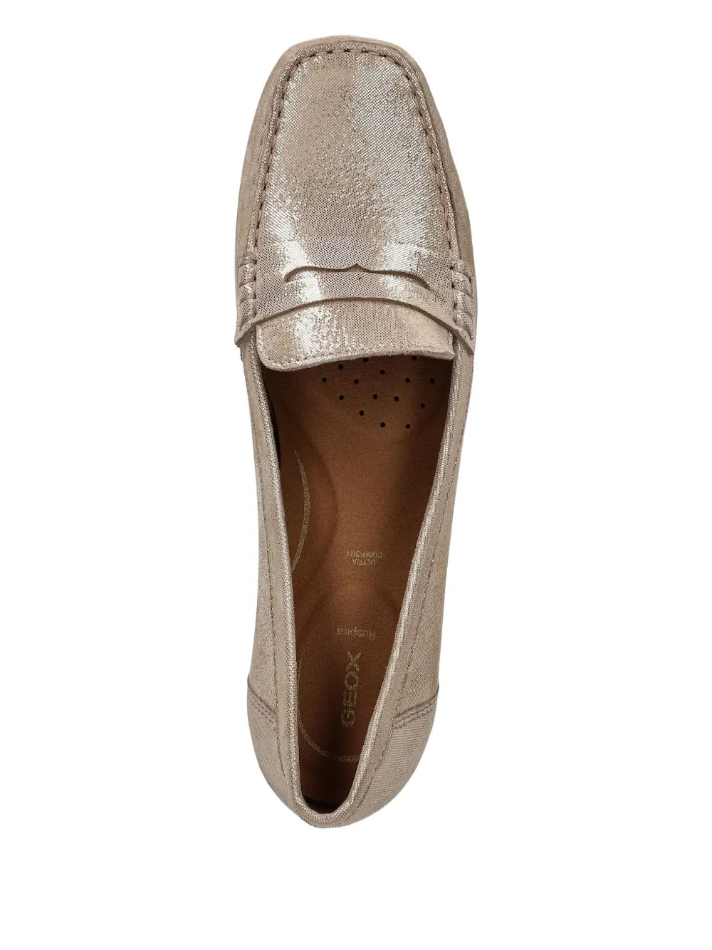 Geox Metallic-effect Penny-strap Loafers In Neutral