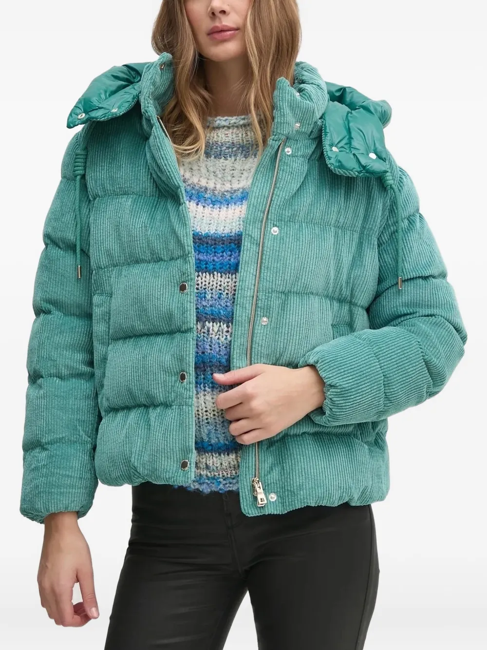 Geox Corduroy Quilted Jacket In Green