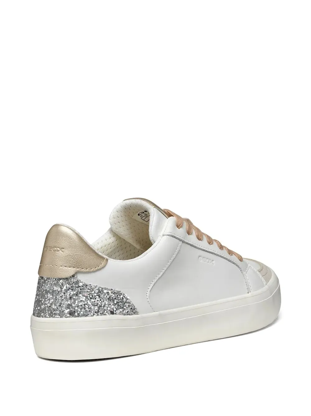 Geox Emmeleny glitter-panel leather sneakers White