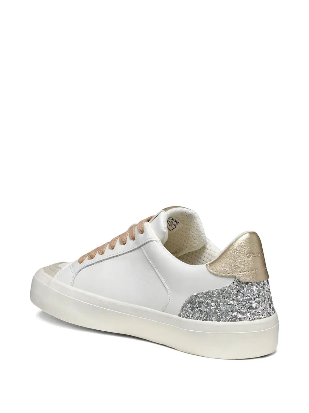 Geox Emmeleny glitter-panel leather sneakers White