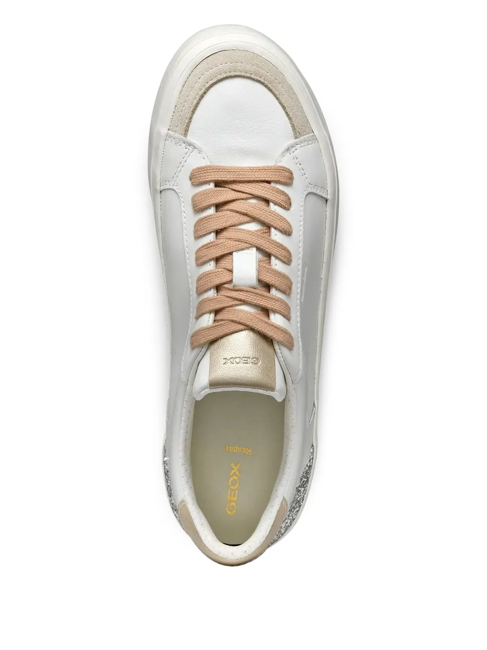 Geox Emmeleny glitter-panel leather sneakers White