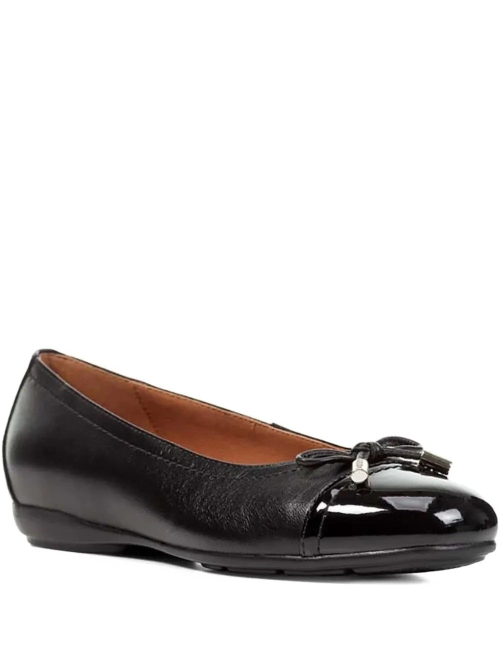 Geox Cap-toe Bow-embellished Flats In Black