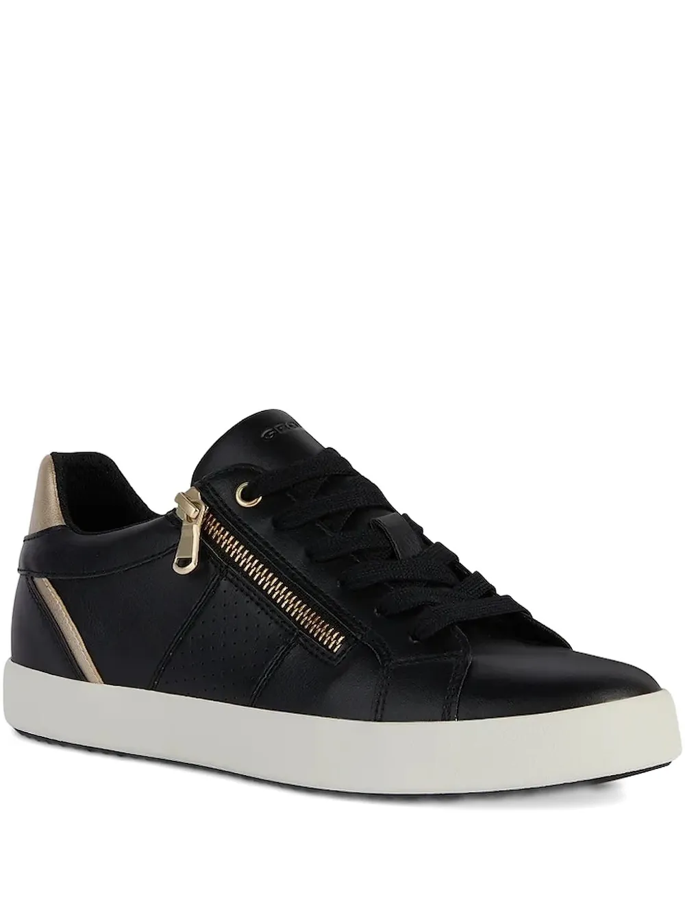 Geox Blomiee Leather Sneakers In Black