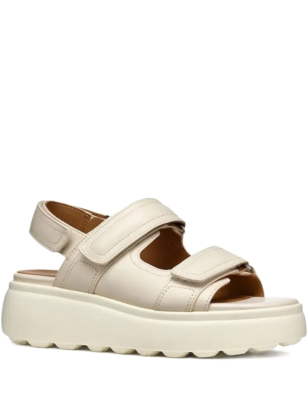 Geox Double-strap Platform Sandals In Neutral