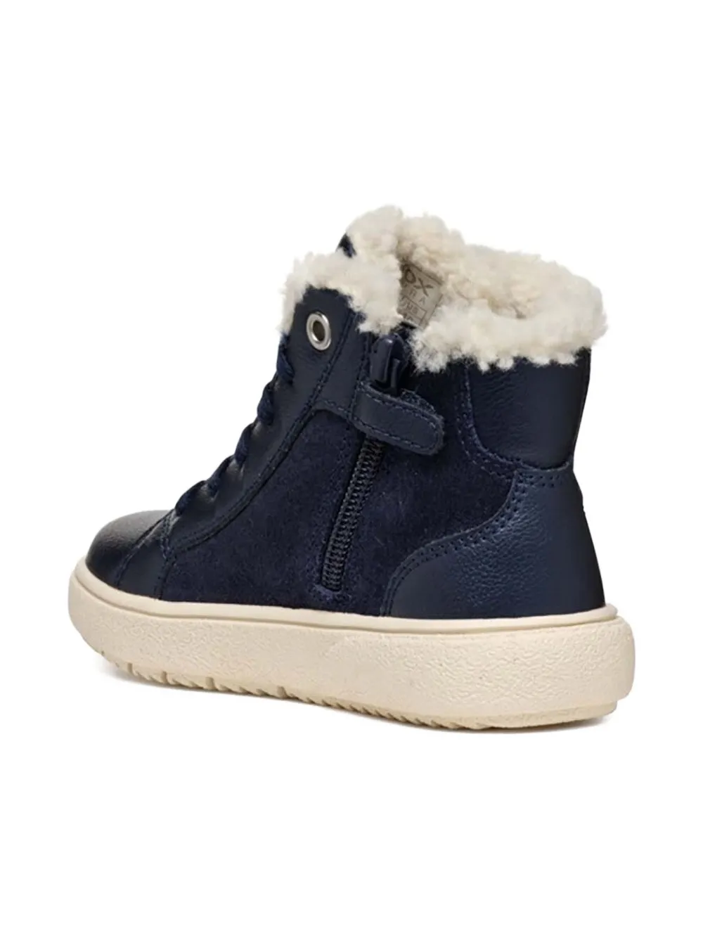 Geox lace-up faux-fur ankle boots - Blauw