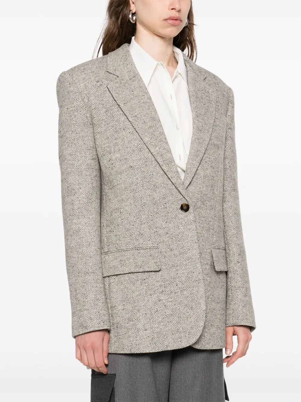 Stella McCartney Blazer met enkele rij knopen Grijs