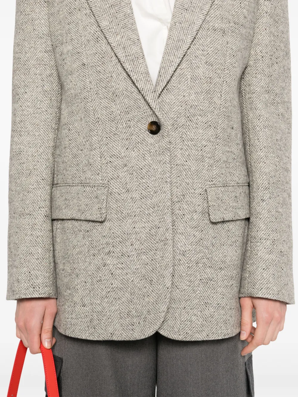 Stella McCartney Blazer met enkele rij knopen Grijs