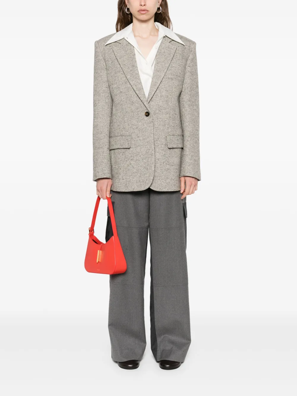 Stella McCartney Blazer met enkele rij knopen Grijs