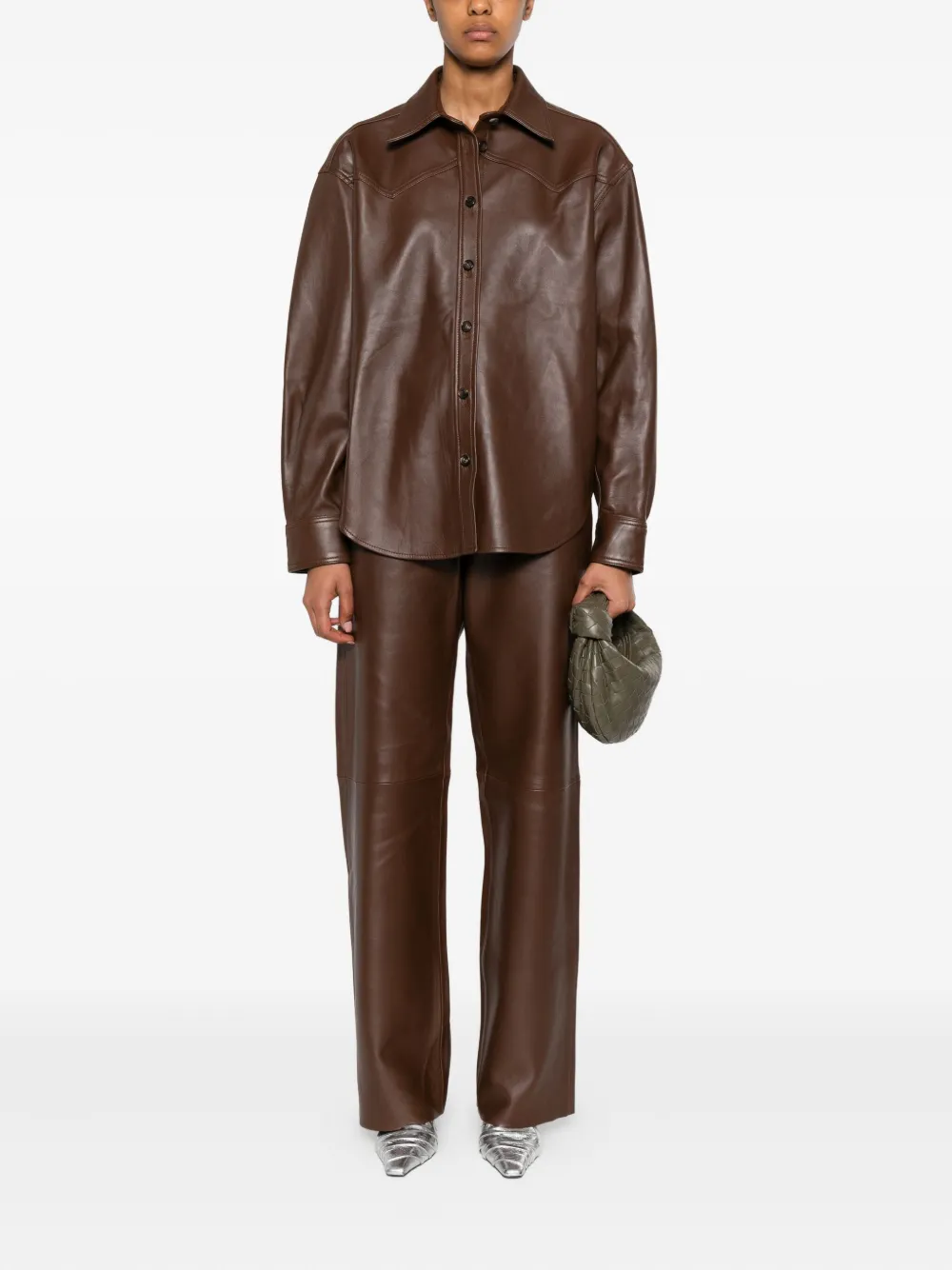 Haikure leather panelled pants Bruin