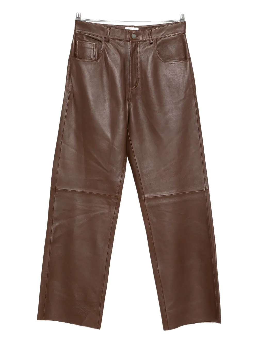 Haikure leather panelled pants - Marrone