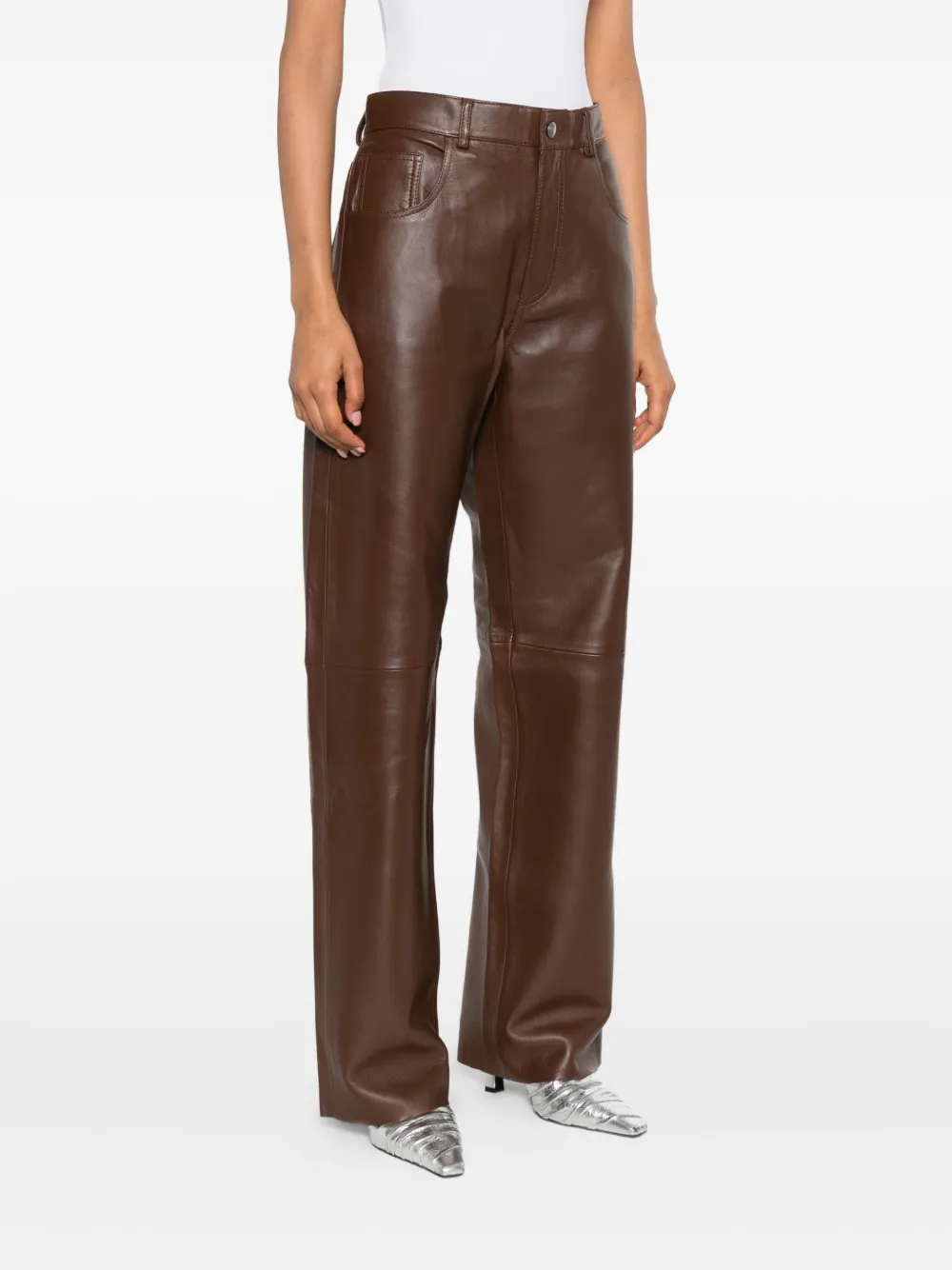 Haikure leather panelled pants Bruin