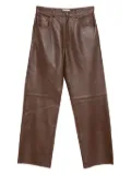Haikure leather panelled pants - Brown