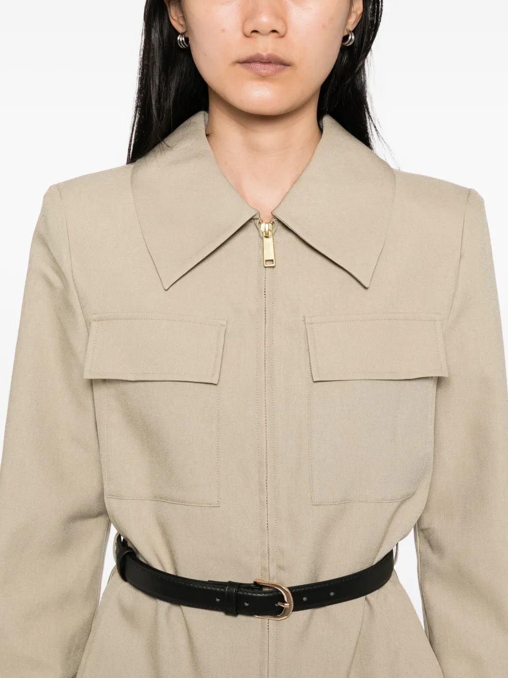 Self-Portrait Twill playsuit Beige