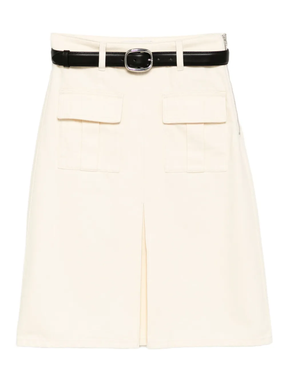 Self-Portrait denim midi skirt | Neutrals | Image 1