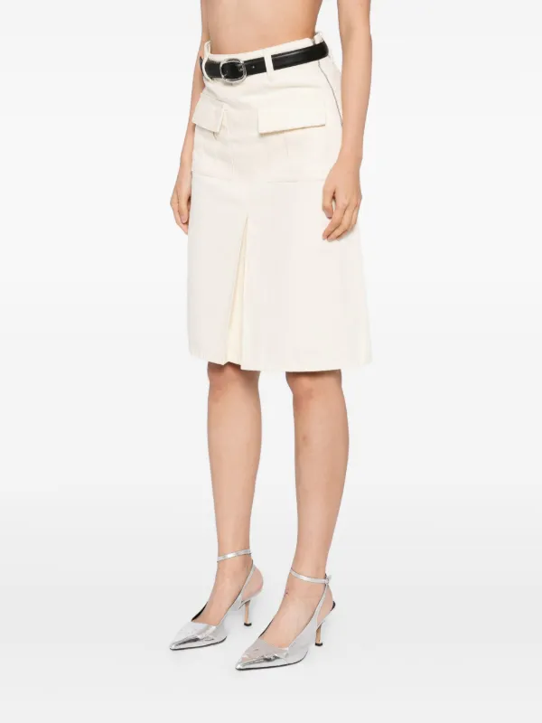 Self-Portrait Denim Midi Skirt | Neutrals | FARFETCH