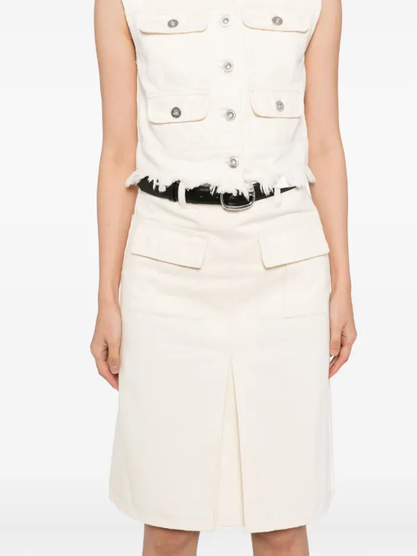 ミニスカート SELF PORTRAIT DENIM MIDI SKIRT WITH BELT Self-Portrait Denim Midi Skirt | Neutrals | FARFETCH