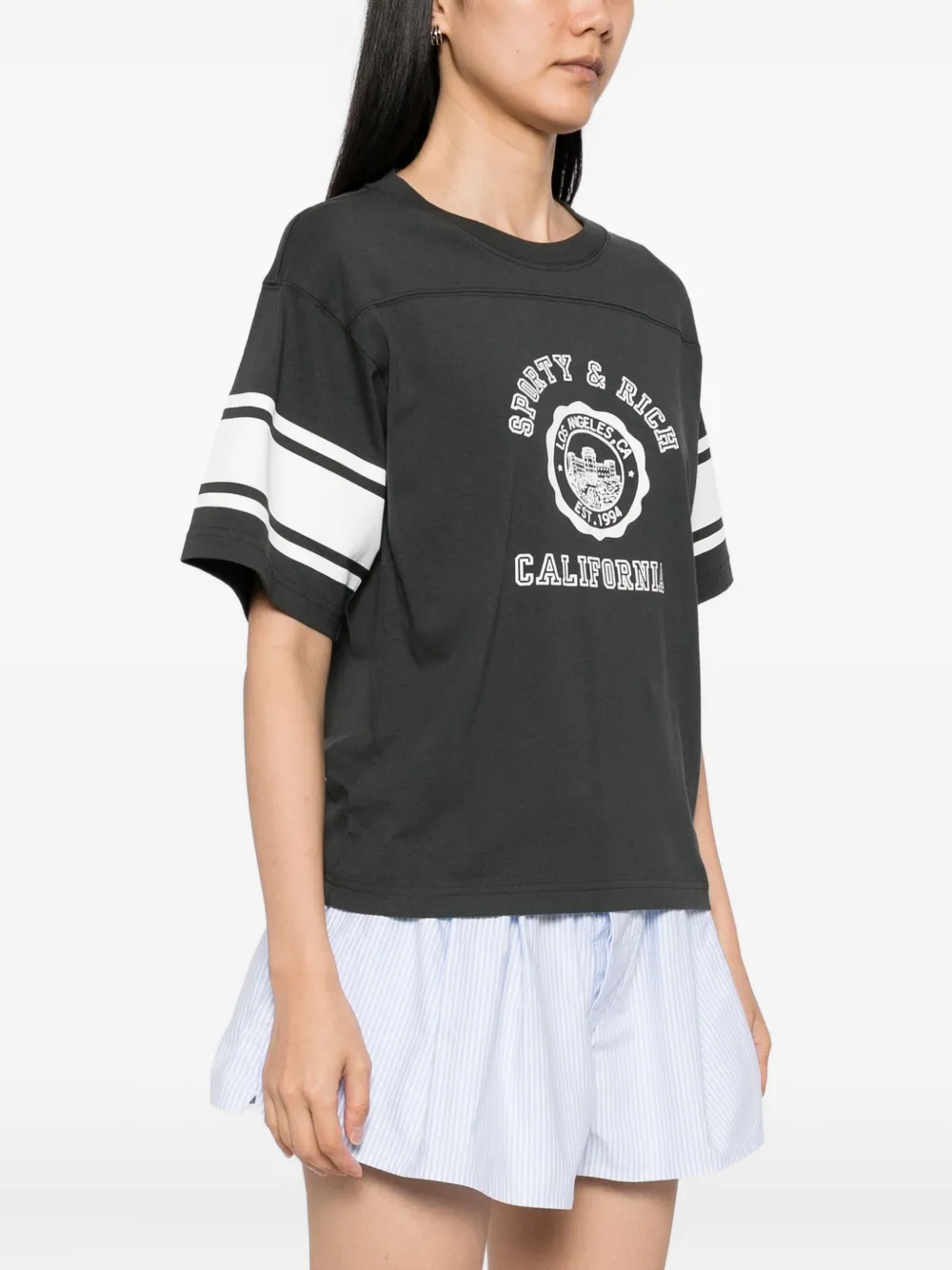 Sporty & Rich T-shirt met logoprint Grijs