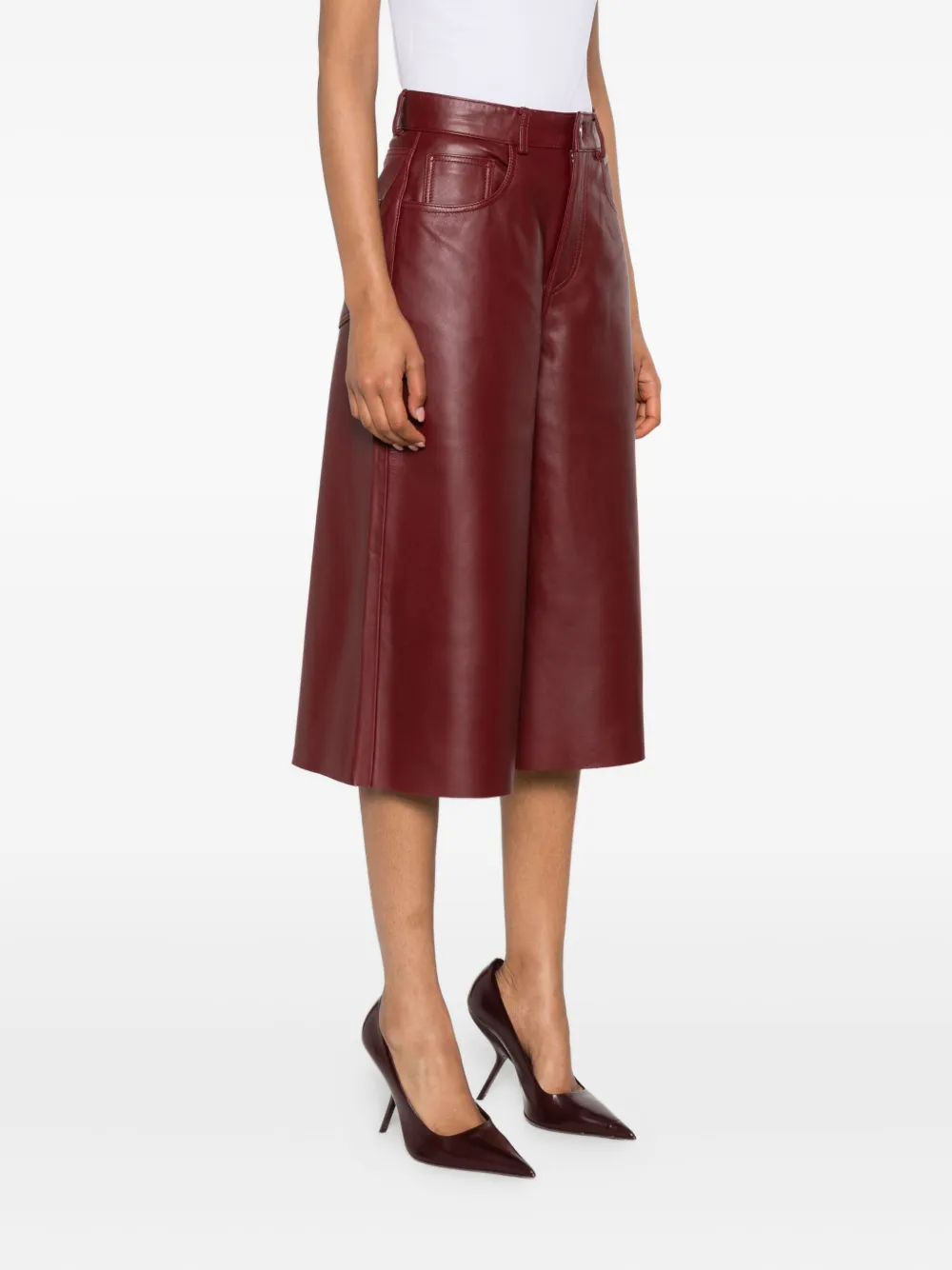 Haikure leather cropped pants Rood