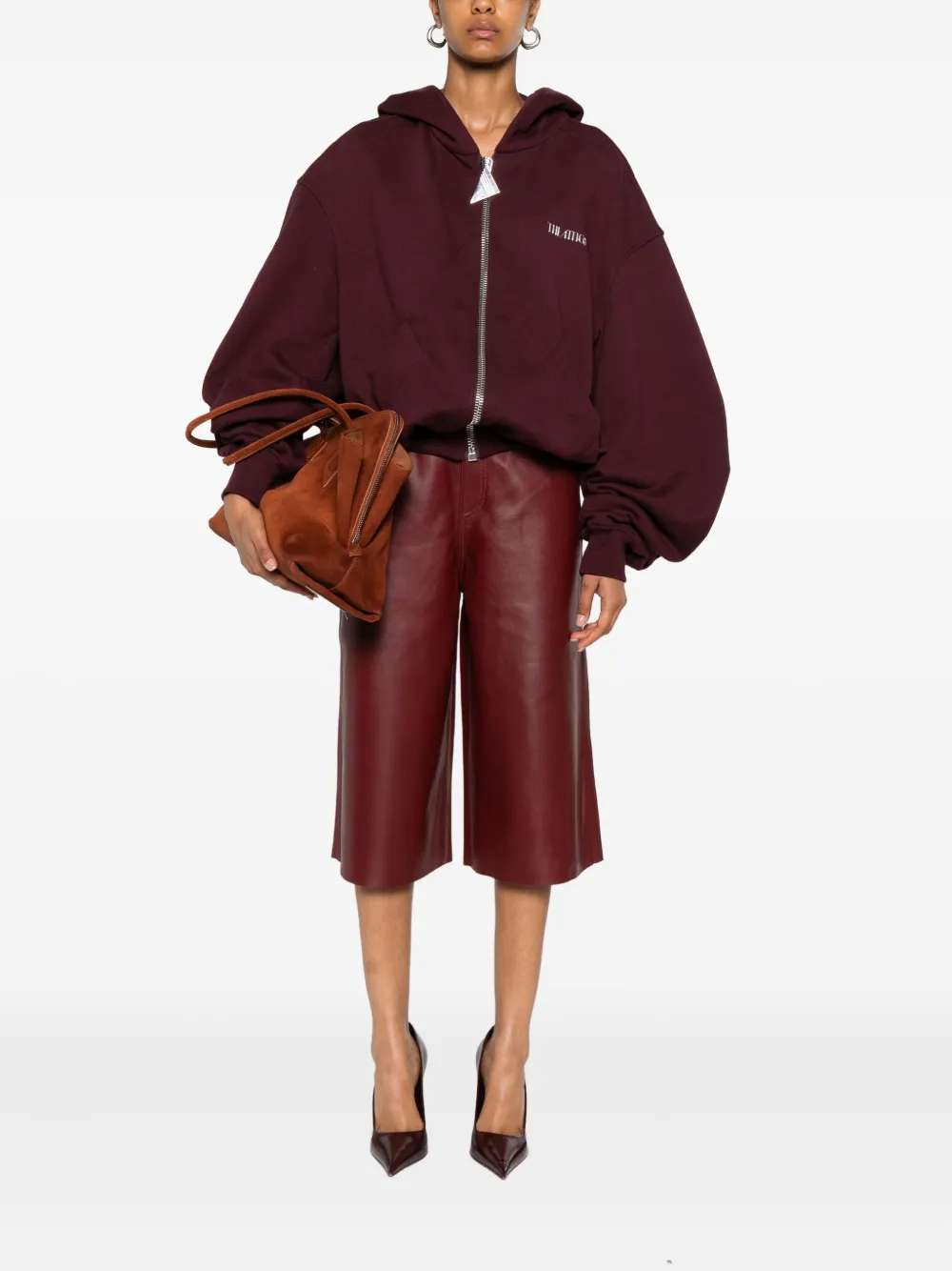 Haikure leather cropped pants Rood