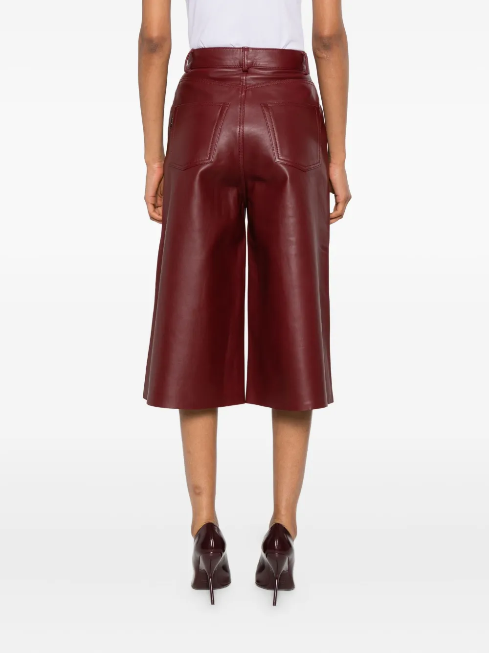 Haikure leather cropped pants Rood